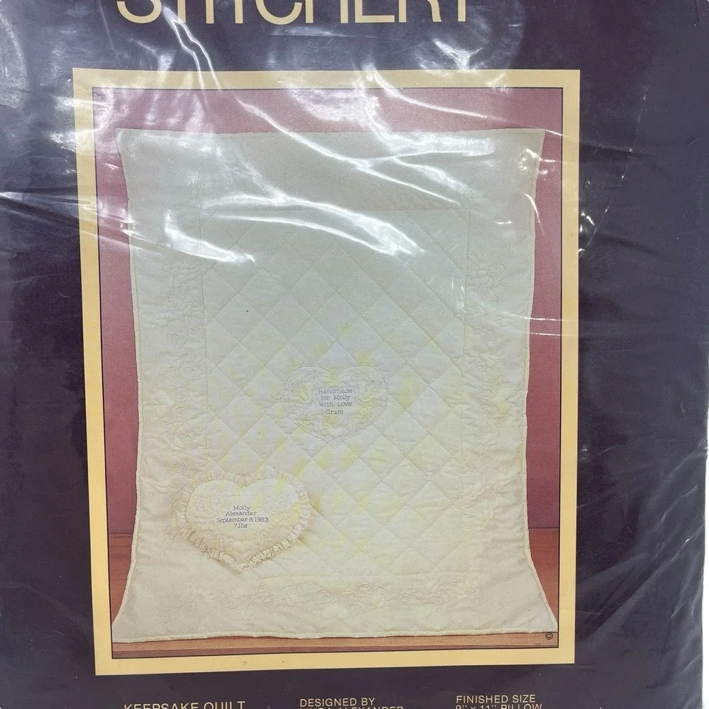 Vintage 70's Sunset Stitchery Keepsake Quilt & Pillow Embroidery Kit 33